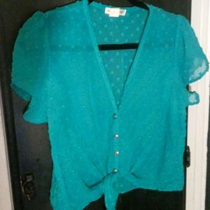 Final sale! Vintage Roommates sheer blouse, med , green